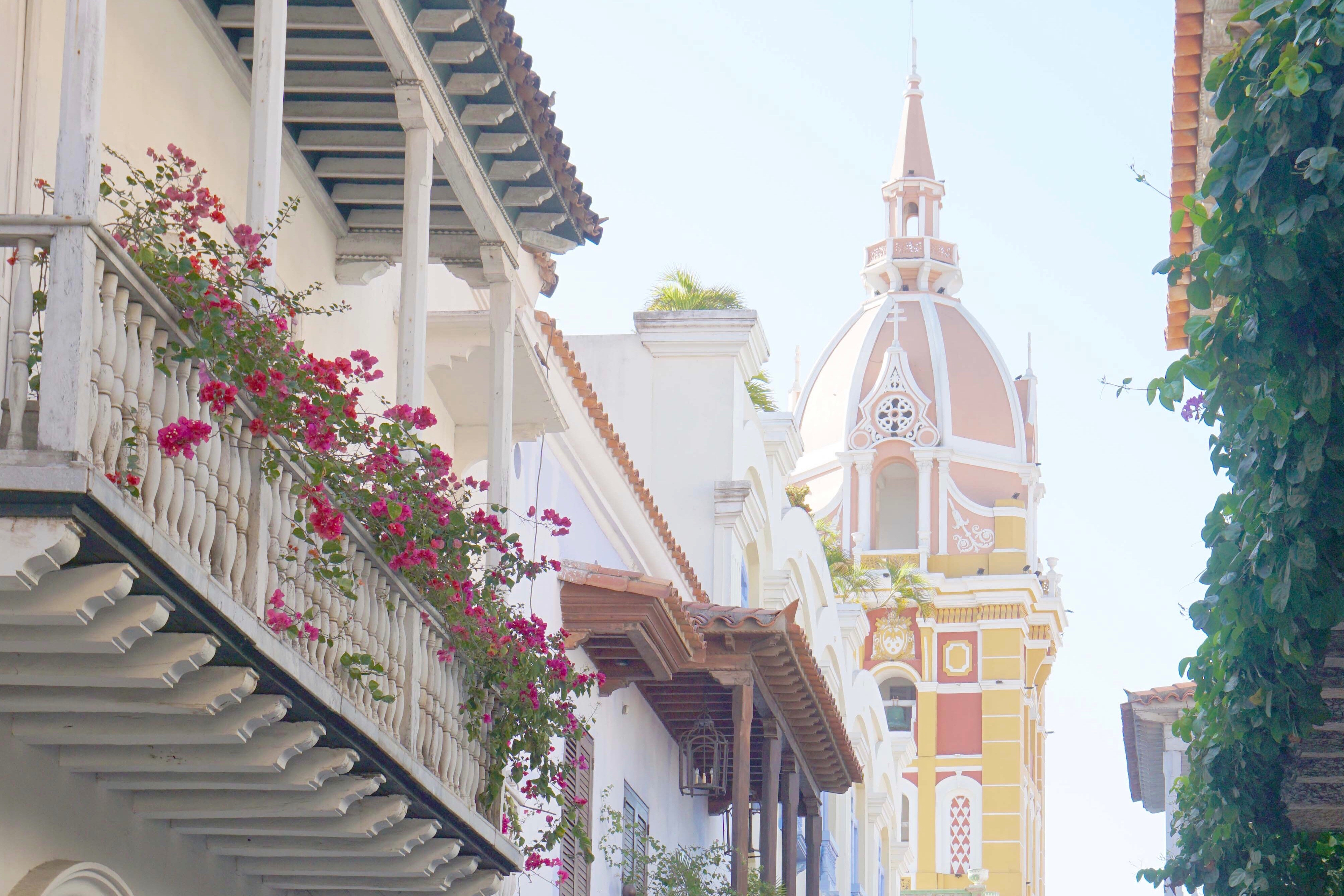 Cartagena Cathedral with Floral Balconies